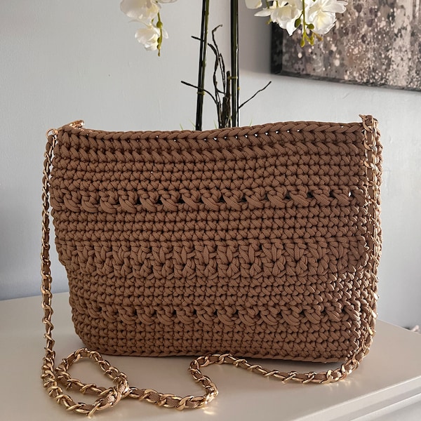 Crochet Bag Pattern, The Enya Bag, PDF, Crochet, Evening Bag, wedding bag, over the shoulder bag, crossbody bag, crochet cord