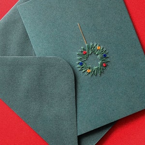 Hand embroidered Christmas card