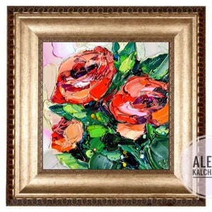 rose art bouquet , bohemian stil, apartment flowers florist decor lively mini floral painting wall decor colorful Red roses garden decor