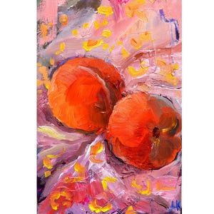 melocotones, bodegón arte pintado cocina pintura al óleo original comida nutrición saludable arte arte botánico cocina