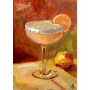 Bebida dulce, cóctel de frutas, arte de cóctel, bebida, pintura al óleo original de cocina, comida, nutrición saludable, arte, pudín de frutas, decoración, arte, cocina