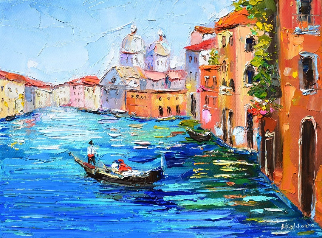 ヴェネツィア、ヴェネツィアのペースト状の油絵の具を使ったオリジナル
