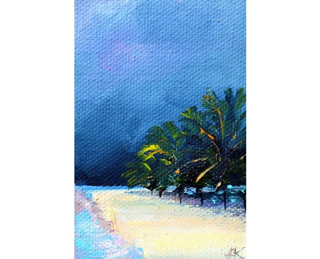 Maldives Beach Art Tropics. Palm Trees on the Beach, Maldives Art ...