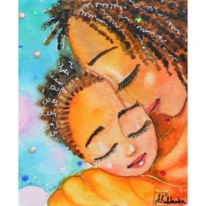 donna africana, bambino e mamma arte pittura originale regalo di famiglia per la mamma arte abbraccio stanza del bambino madre con figlia pittura onament arte colorata