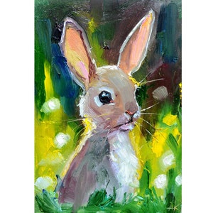 Hase Original Kunst Tierdekor Hase Malerei Hase Wandkunst Tiere Dekor wilde Hase Tier Ornament, Hase Portrait Ölgemälde