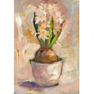 arte de jacinto branco, flor no vaso, arte de parede de jacinto de planta, bulbo de jacinto azul, arte de parede floral de berçário, decoração de flores brancas