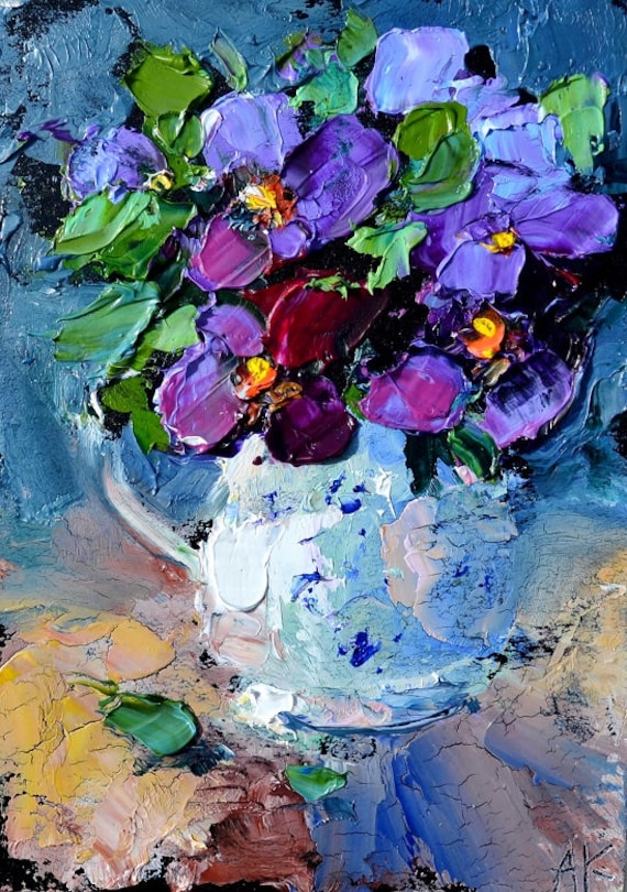 DANFORTH Ornamento A Forma Di Viola/Violet - Dipinto A Mano - Altezza 5,1 Cm - Nastro Verde - Prodotto Negli USA - Regalo Per Giardinieri - 3
