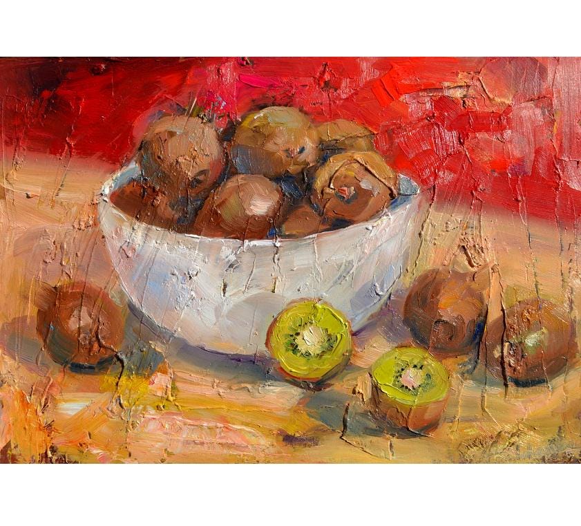 油彩画　キウイの静物 油彩）キウイの静物 | Yui-Fujita-onlineshop