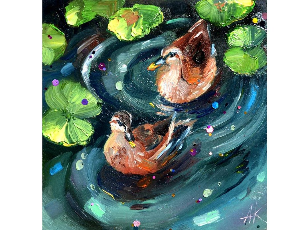 手描きアート作品　アヒルとお花たち il_1080xN.6591665181_oqho.jpg