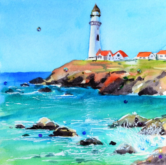 絵画　海　灯台 ジョン・アルホーグ ヘブンリィライト 海 絵画 風景画 ハワイ