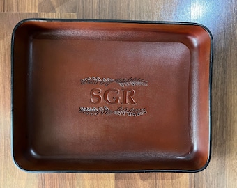 Handmade Leather Valet Tray, 8 Sizes Available, Desk Tray, Leather Tray for Men, Leather  Catchall Tray, Groomsmen Gift.