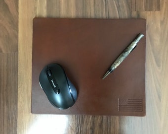 Leather Mouse Pad, Handmade, 10 Colors, 21 Custom Stamps, 3 Text Sizes, 10 x8.5", Backed with Neoprene, Personalized Mouse Pad.