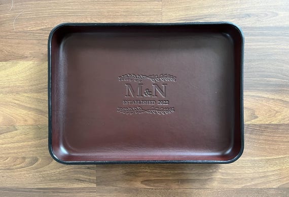 Handmade Leather Valet Tray: USA Made, Desk Organizer