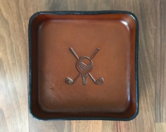 Leather Valet Tray, Leather, Leather Catchall Tray, 8 Tray Sizes Available, Leather Tray for Men, Groomsmen Gift, Monogrammed Leather Tray.