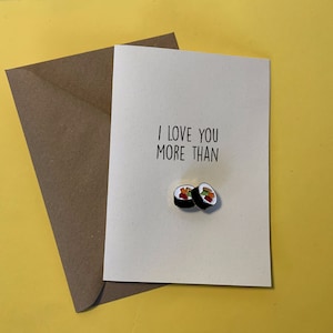 Carte de voeux avec épingle en métal rigide - rouleau de sushi - joyeux anniversaire lui son copain ami carte cadeau cadeau Noël
