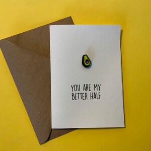 Greeting card - love anniversary with metal pin - gift for him her boyfriend girlfriend avocado present Natale