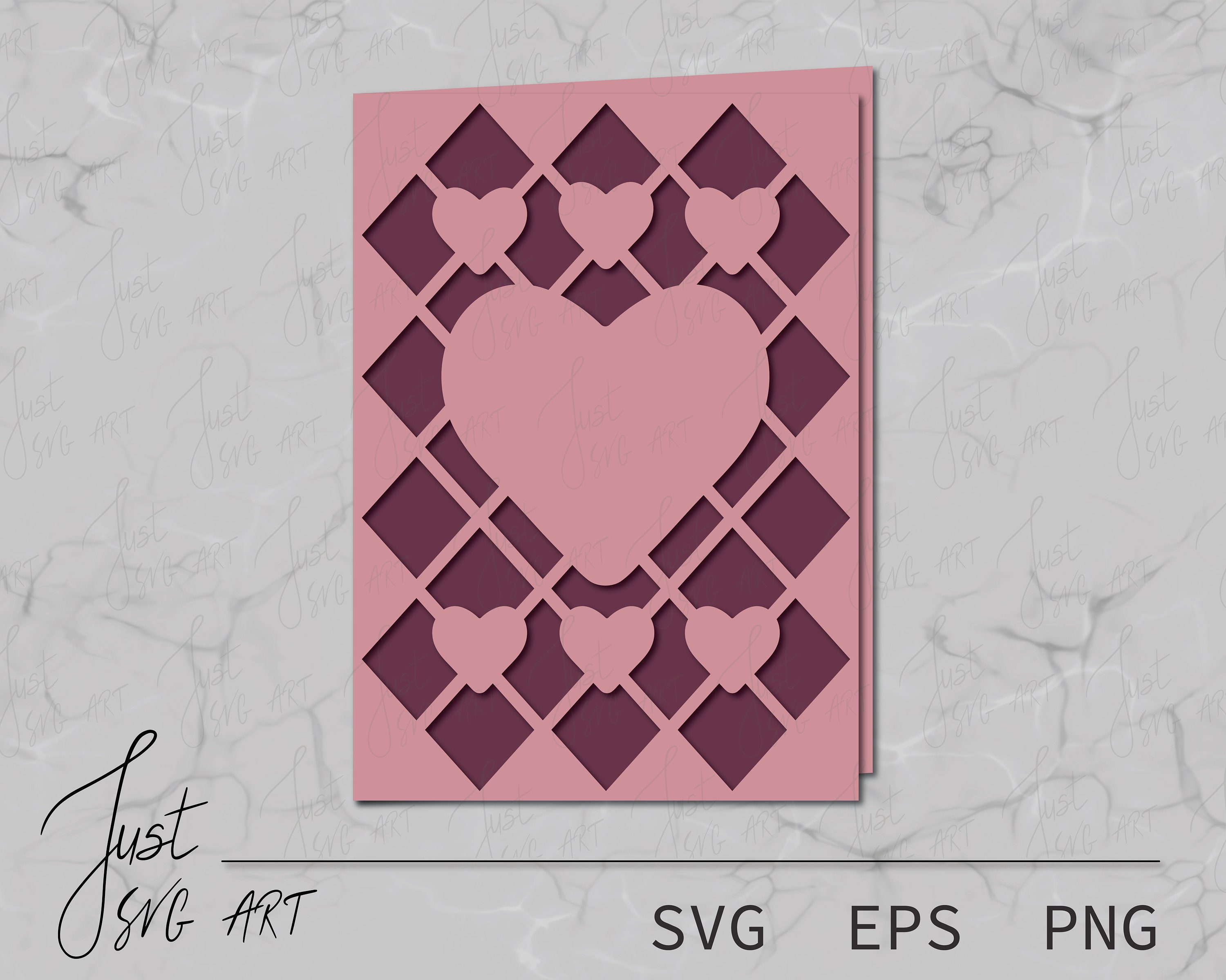 Card SVG - Heart Card Template 5“x7“ - Heart Card Bi-fold - Celebration cards Template - Celebration cards SVG - Bi-fold - Hearts Card
