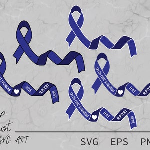 Cri Du Chat Syndrom Awareness Ribbon – SVG – EPS – PNG – Cri Du Chat Ribbon – 5P Syndrom – Disability Awareness Ribbon