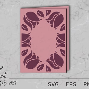 Card SVG - Bi-fold Tulips Card Template 5“x7“ - Tulips Card Template - Tulips Card SVG - Celebration cards Template - Flowers Card - Spring