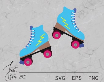 Blue Roller Skates SVG - Roller Skating Vector - Roller Skate Cut File - Roller Skate Lover SVG - Roller Skates With Lightning Svg