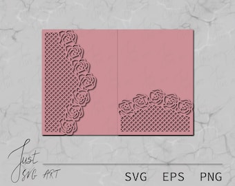 5.7 Tri-Fold Pocket Wedding Invitation  Template - Envelope Invitattion Card for Cuting Template - Tri-Fold Template - Digital Cut - SVG