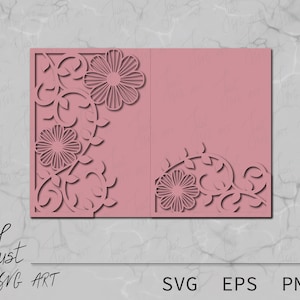 Plantilla de invitación de boda de bolsillo de bolsillo de 5x7 - Tarjeta de invitación de sobre para plantilla de cuting - Plantilla de tríptico - Corte digital - SVG