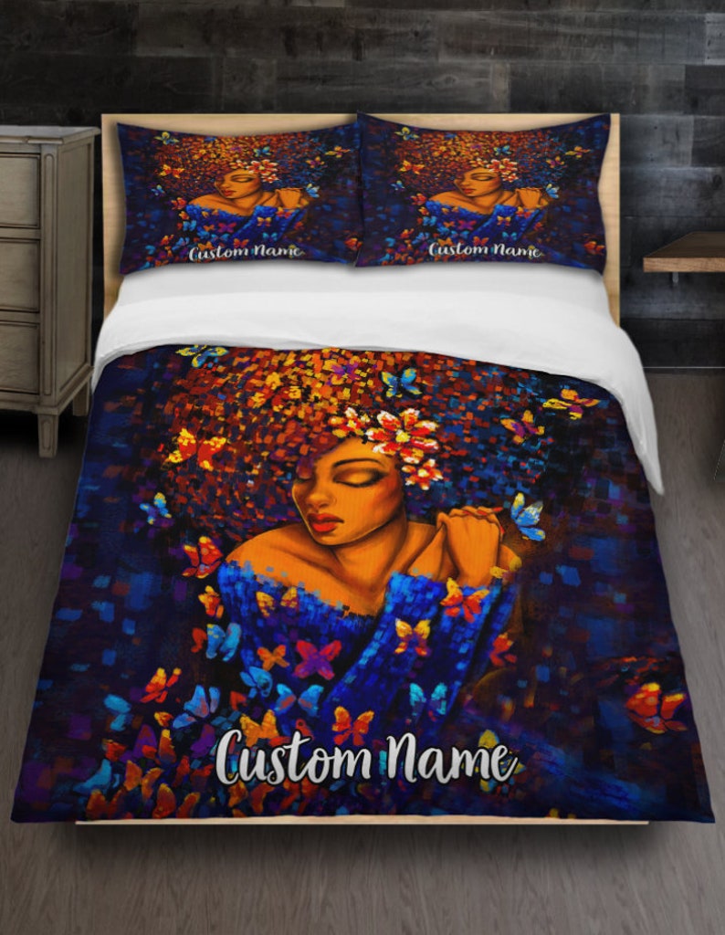 Black Girl Cute Custom Name Duvet Cover Bedding Set Duvet Etsy