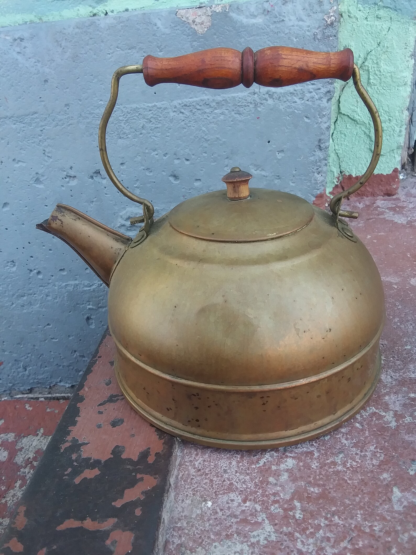Vintage Old Salem Copper Teapot with Wood Handles Made in Etsy