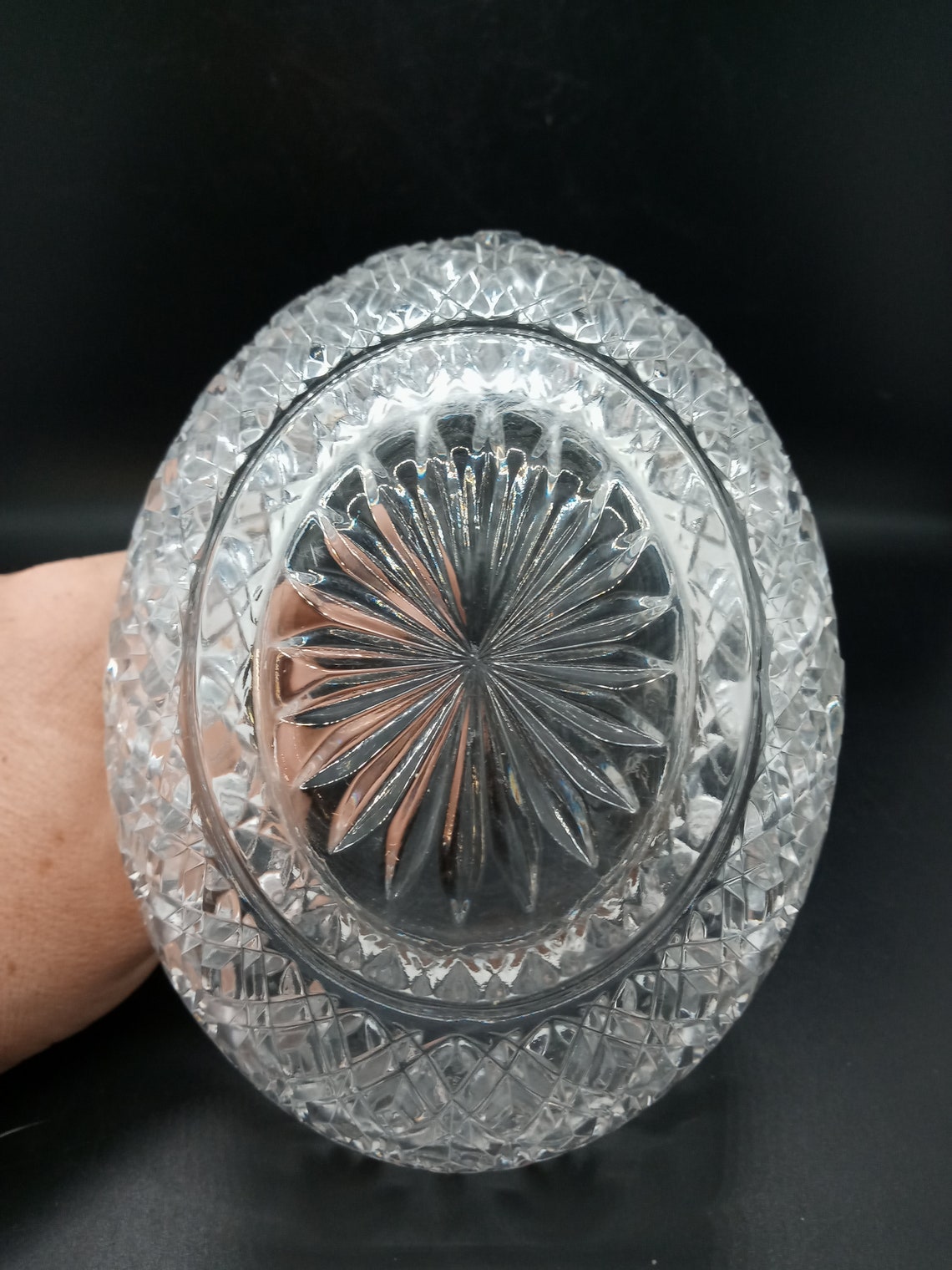 Vintage Bohemia Lead Crystal Basket Czech Republic Etsy