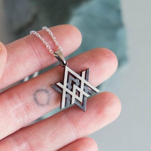 Sterling Silver Magen David Menorah Necklace: Contemporary Star of David