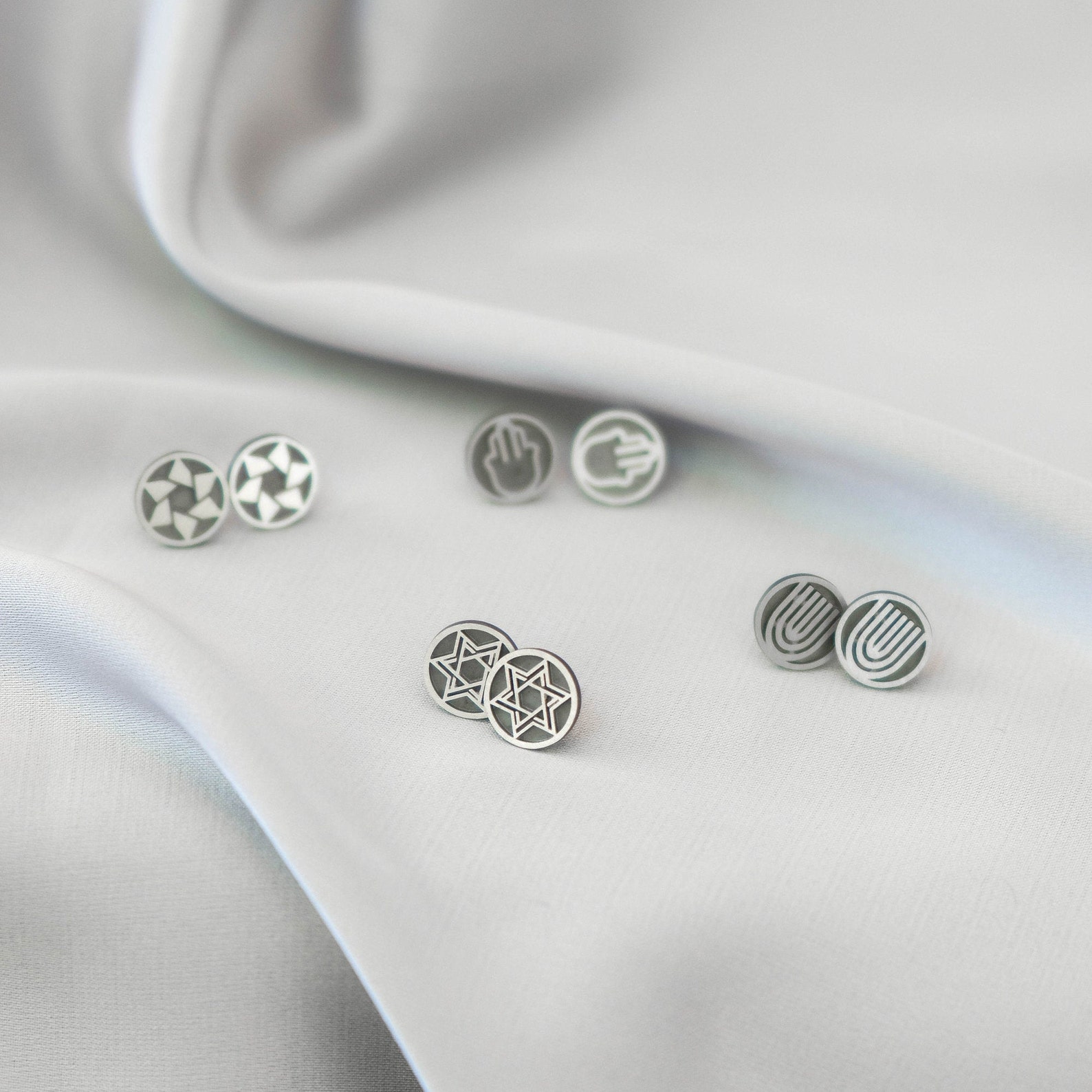 Menorah earrings Jewish stud earrings Judaica gifts for women Etsy