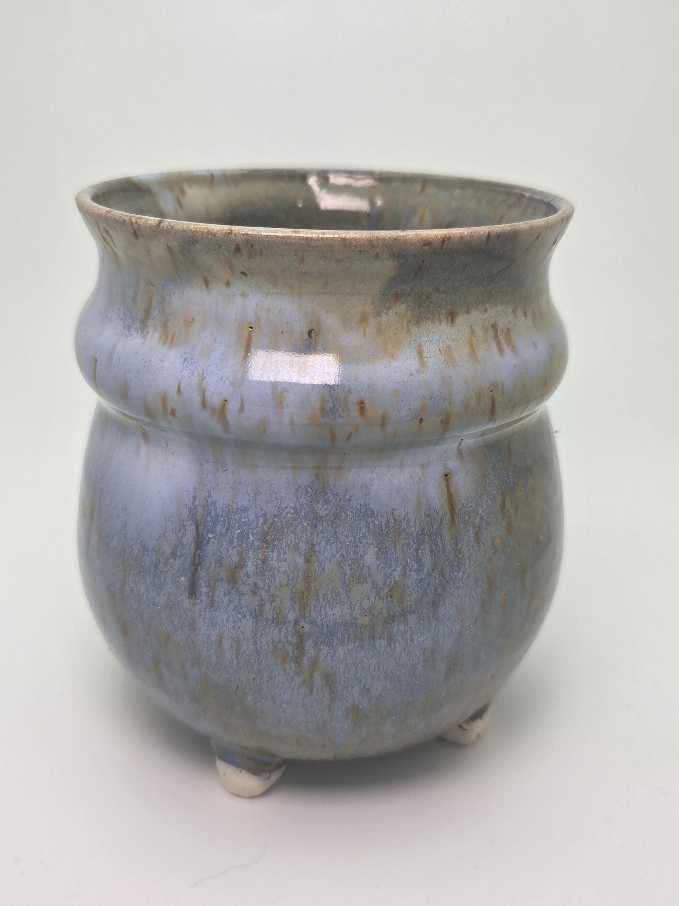Handmade Blue Green Ceramic Planter With Feet, Wheel Thrown Pottery Pot ...