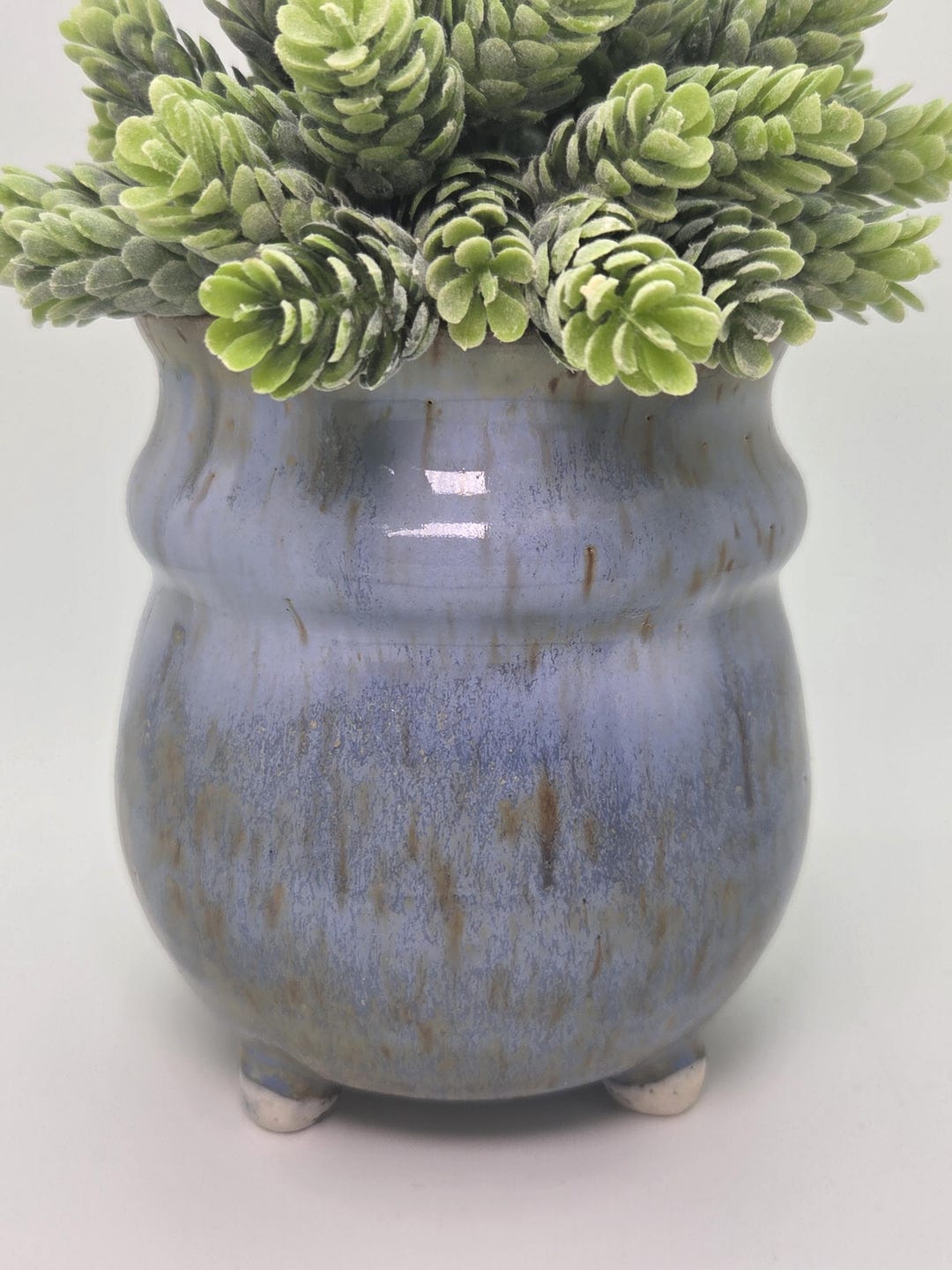 Handmade Blue Green Ceramic Planter With Feet, Wheel Thrown Pottery Pot ...