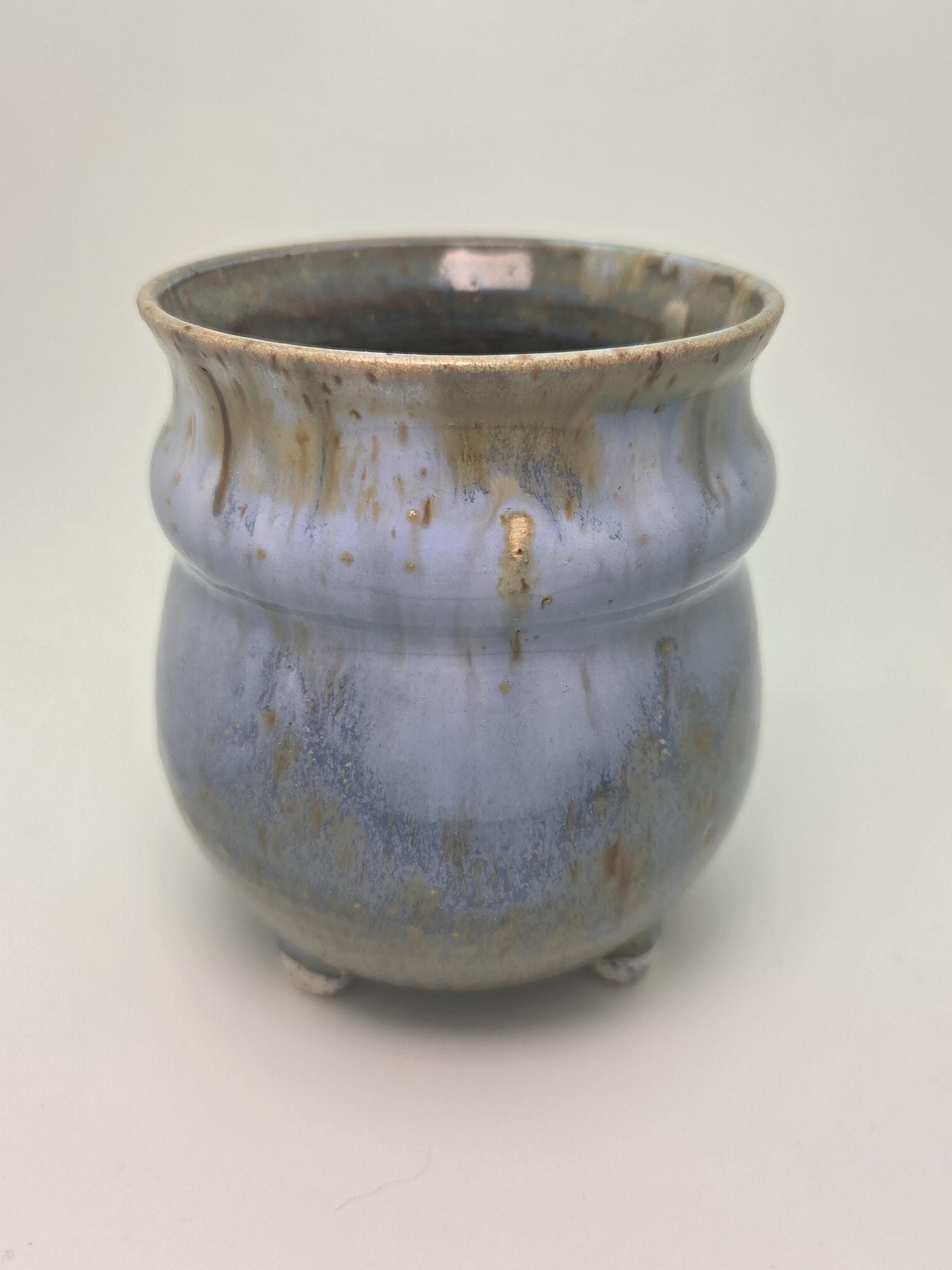 Handmade Blue Green Ceramic Planter With Feet, Wheel Thrown Pottery Pot ...