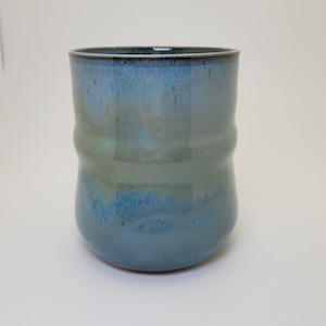 Small blue and Green Ceramic Utensil Jar