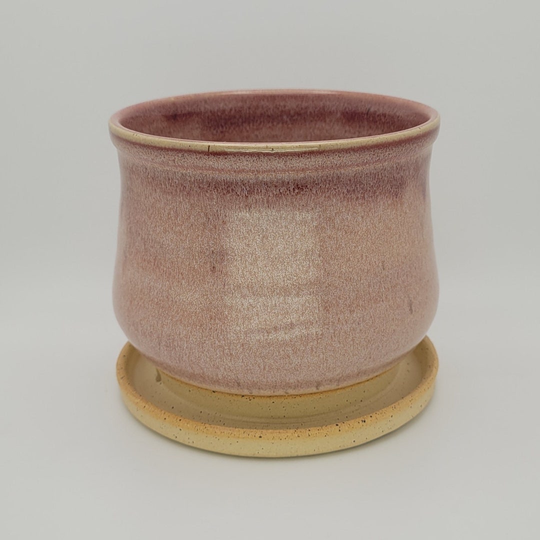 Pink Ceramic Planter Self Draining Ceramic Planter Etsy