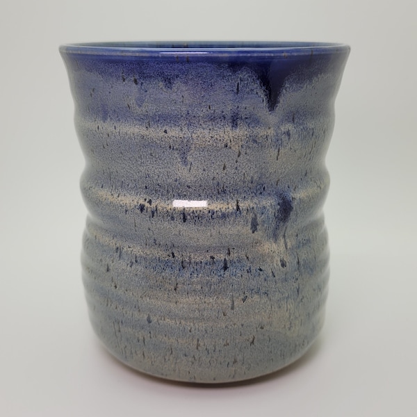 Blue Ceramic Utensil Jar for Kitchen