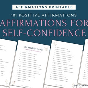 101 Affirmations for Self Confidence, Positive Affirmations, Words of Affirmation, Daily Affirmations, Affirmation Print, Affirmation Cards