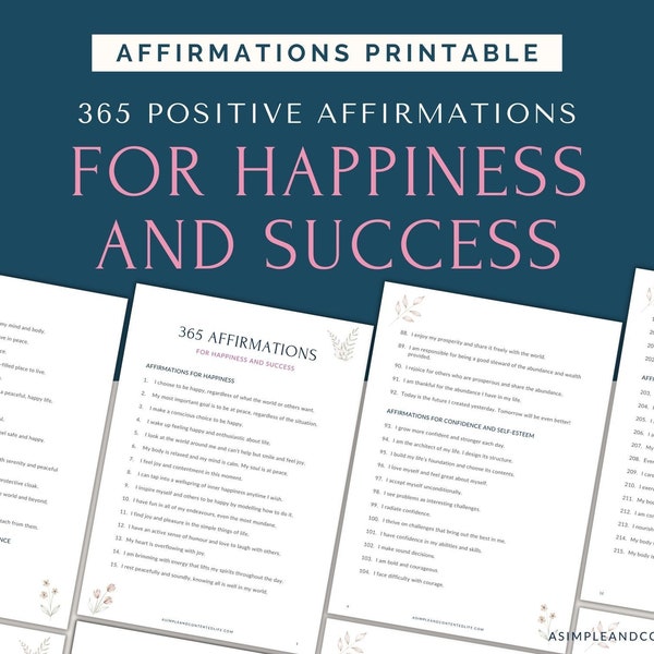 365 Positive Affirmations, Words of Affirmation, List of 365 Affirmations, Affirmation Cards, Affirmations Printable, Daily Affirmations