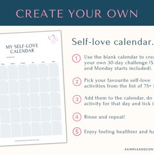 Self Love Challenge, Self Love Journal, Self Care Planner, Self Care Calendar, Wellness Planner, Habit Tracker, 30 Day Challenge Tracker image 4