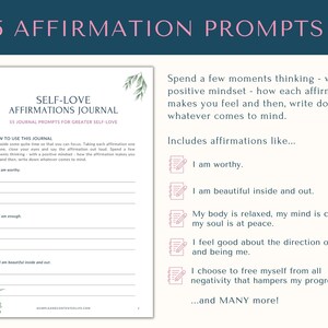 Affirmations Journal, Self Love Journal, Positive Affirmations Printable, Journal Prompts, Self Love Affirmations, Affirmations for Women image 3