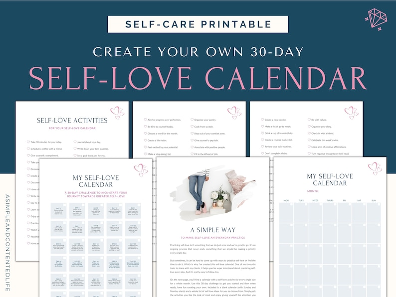 Self Love Challenge, Self Love Journal, Self Care Planner, Self Care Calendar, Wellness Planner, Habit Tracker, 30 Day Challenge Tracker image 1