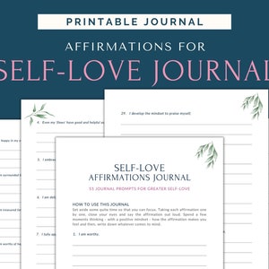 Affirmations Journal, Self Love Journal, Positive Affirmations Printable, Journal Prompts, Self Love Affirmations, Affirmations for Women image 1