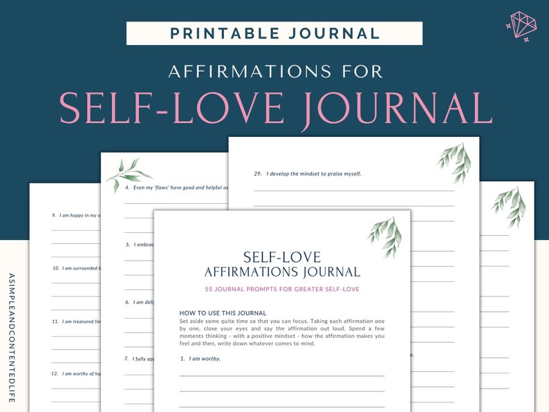Affirmations Journal, Self Love Journal, Positive Affirmations Printable, Journal Prompts, Self Love Affirmations, Affirmations for Women image 1