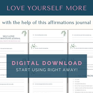 Affirmations Journal, Self Love Journal, Positive Affirmations Printable, Journal Prompts, Self Love Affirmations, Affirmations for Women image 5