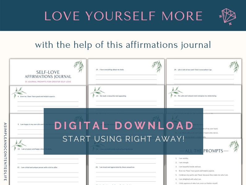 Affirmations Journal, Self Love Journal, Positive Affirmations Printable, Journal Prompts, Self Love Affirmations, Affirmations for Women image 5