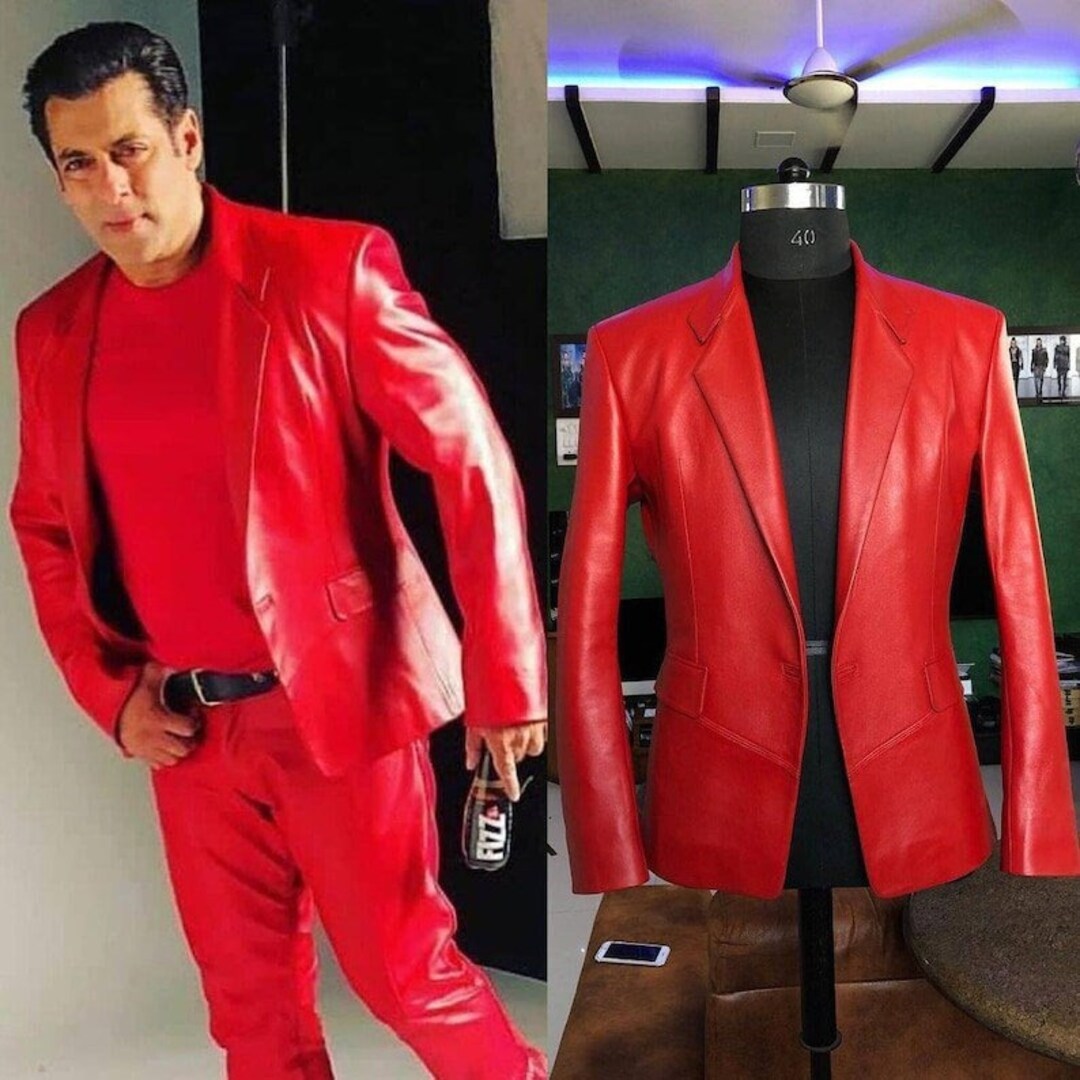 Buy Men's Red Leather Blazer Jacketgenuine Lambskin Outer Online in