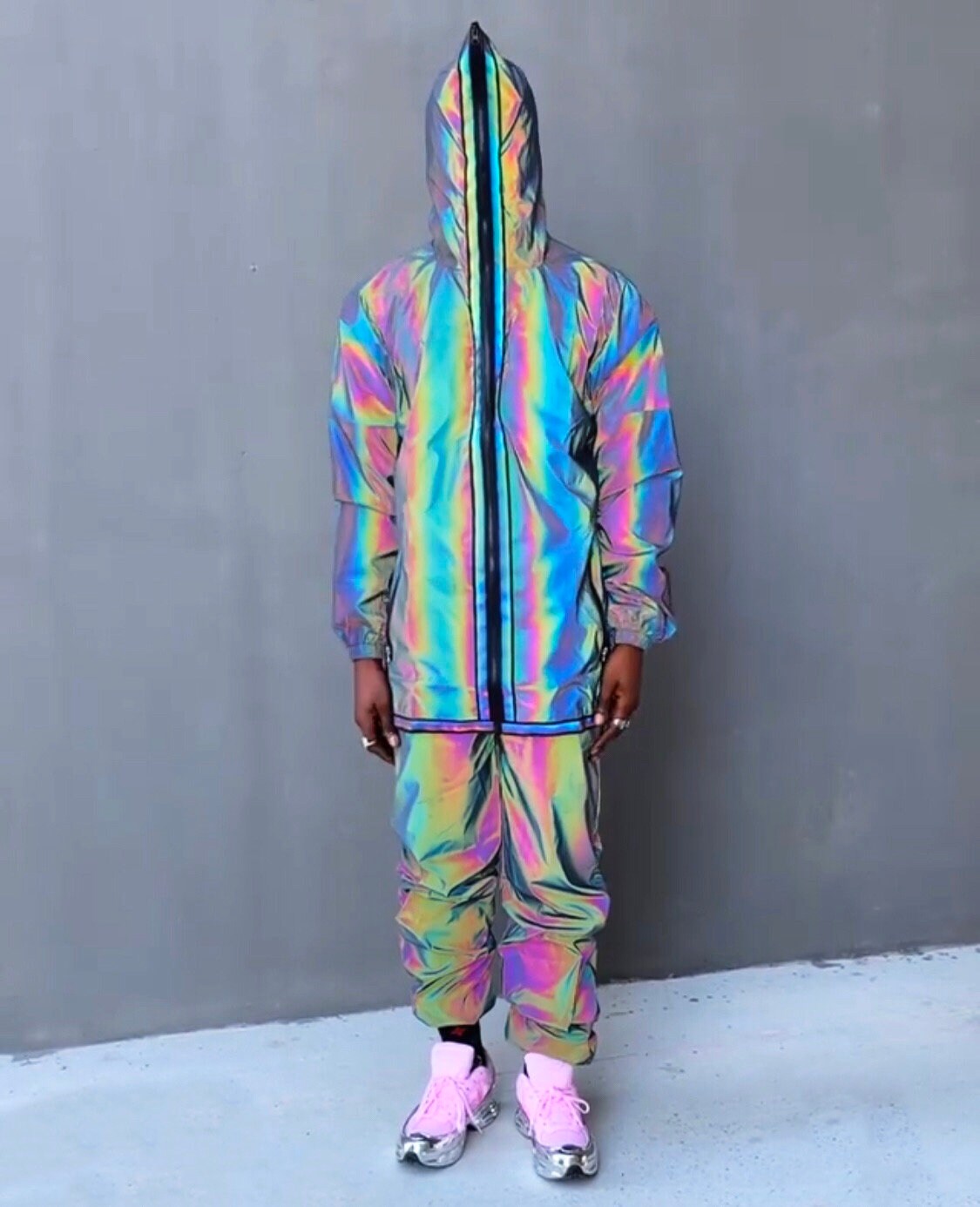 Holographic Tracksuit Made Out Of Unique Reflective Rainbow Etsy