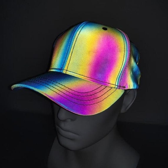 Holographic Cap Rainbow Rave Hat 