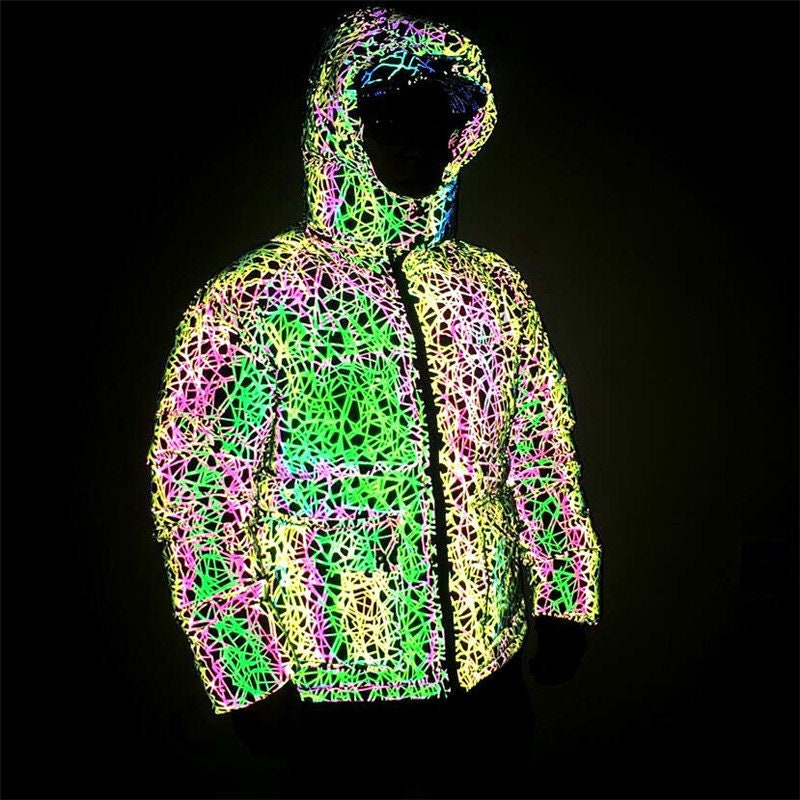 rainbow reflective bubble coat